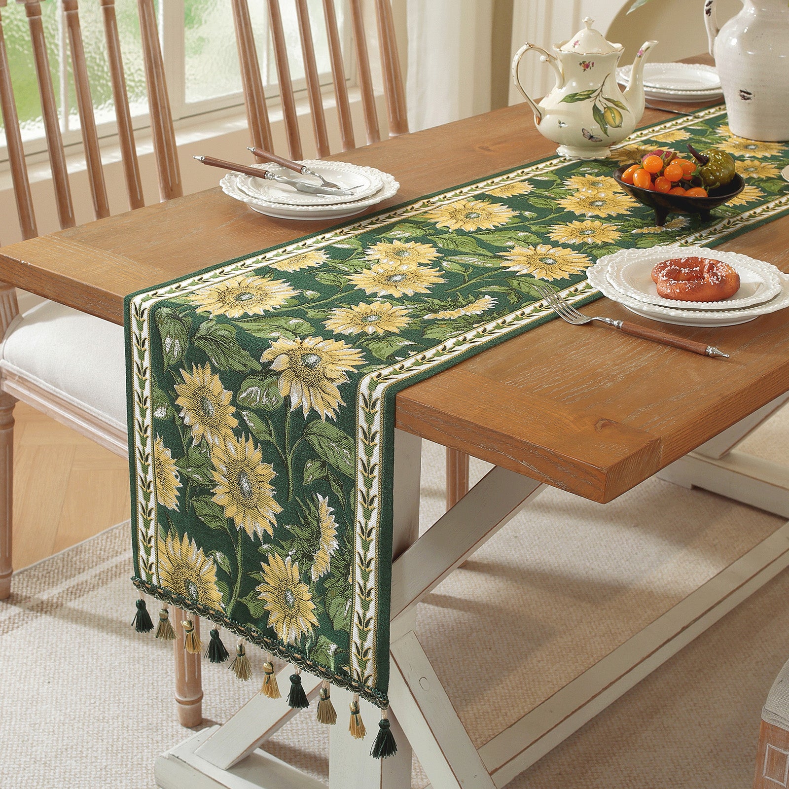 Vintage Table Flag with Sunflower Pattern