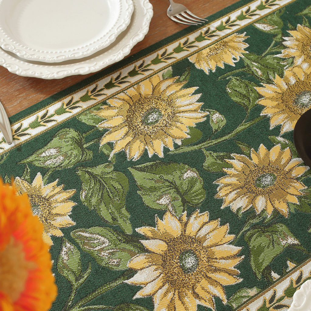 Vintage Table Runner with Sunflower Pattern