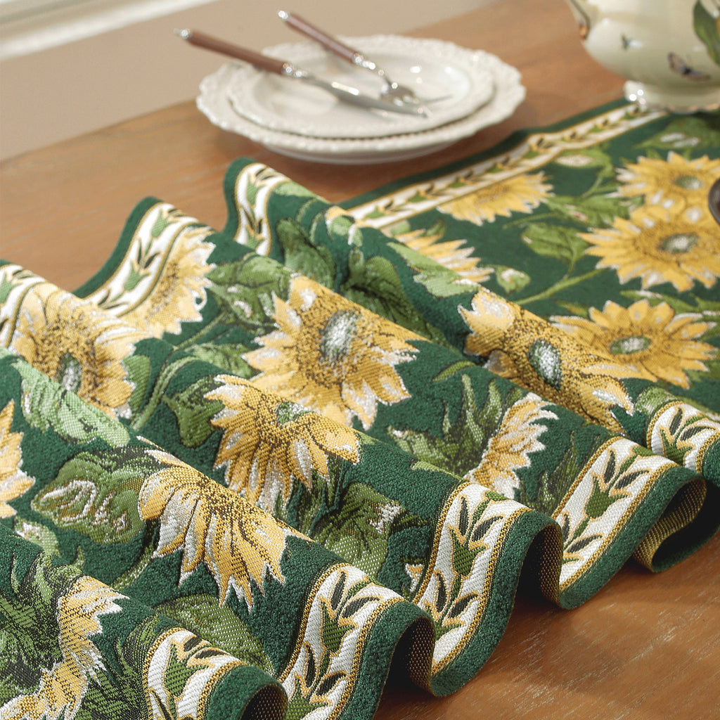Vintage Table Runner with Sunflower Pattern